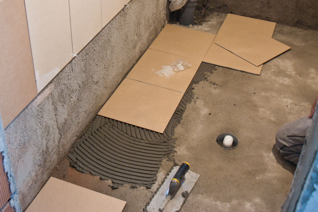 Installing-Tile-Floor-In-Bathroom